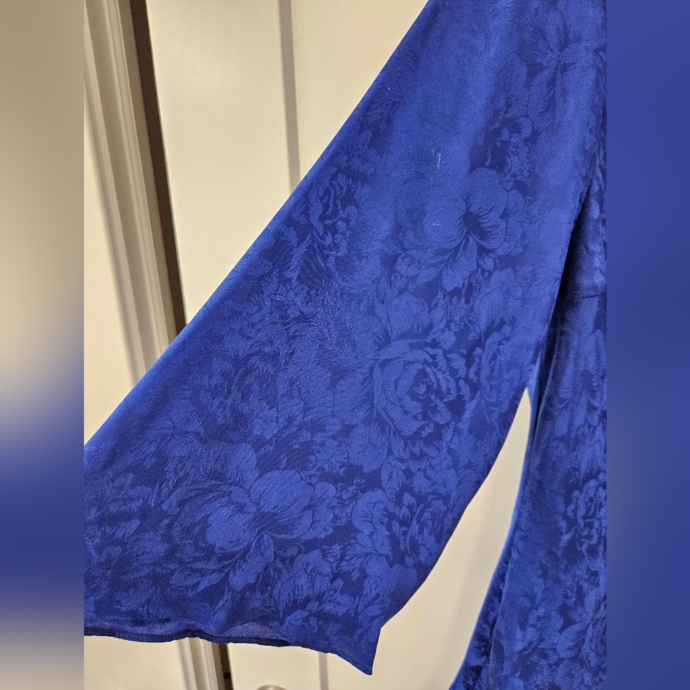 NWT - Silk "Della Reese" Combo Maxi to Knee Length Navy Blue Dress - Size 16W - Picture 7 of 12
